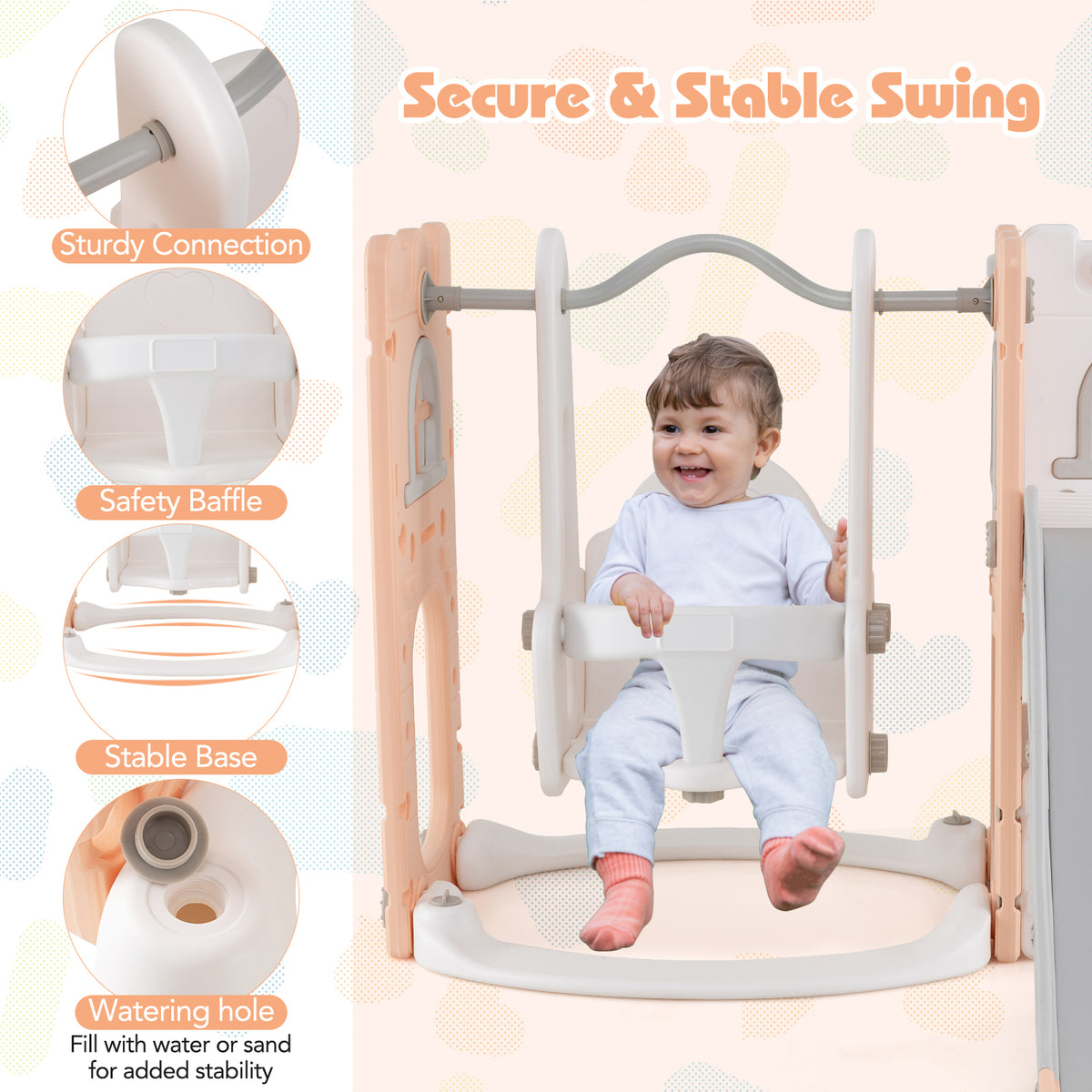7 in 1 L-shaped Toddler Swing and Slide Set