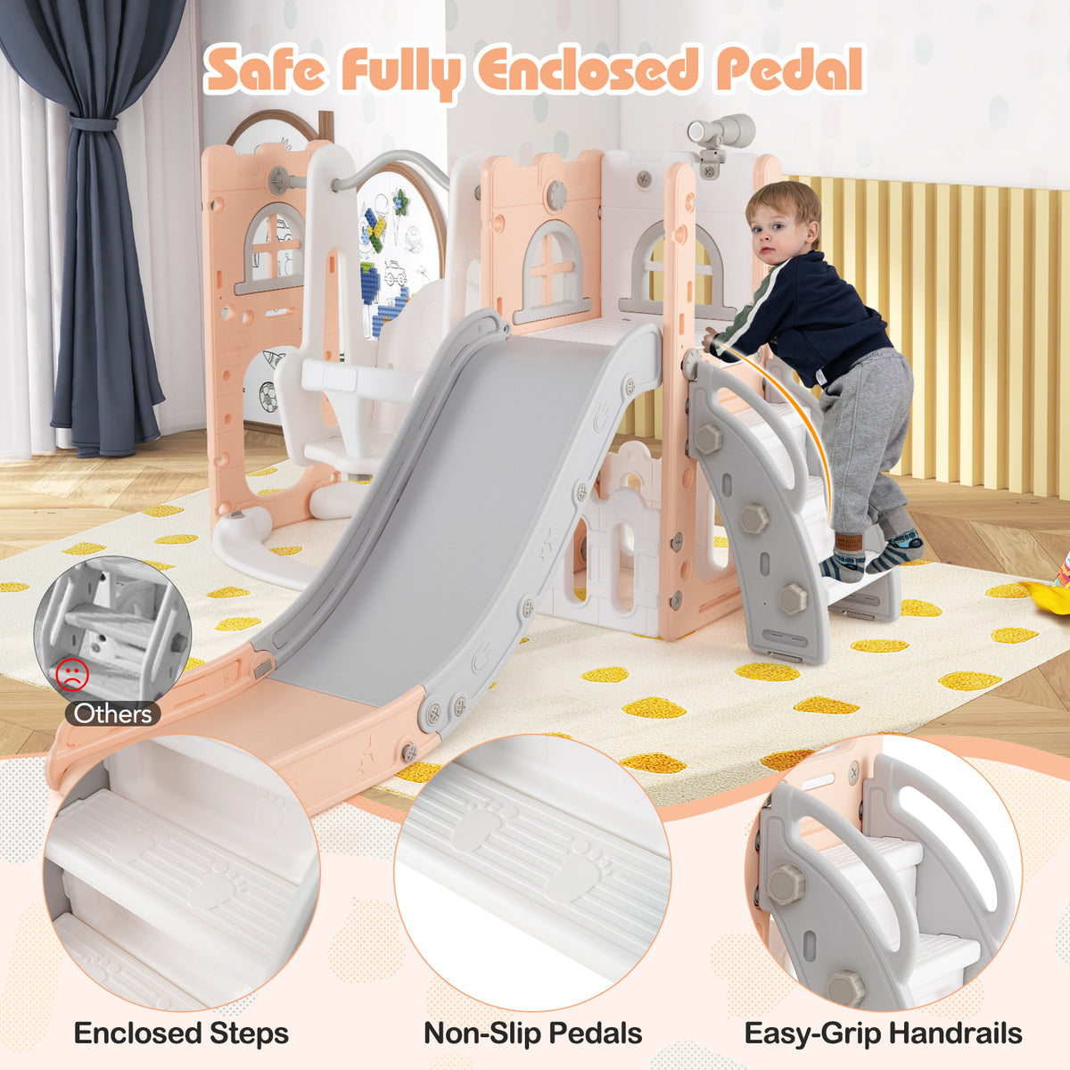 7 in 1 L-shaped Toddler Swing and Slide Set