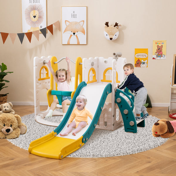 7 in 1 L-shaped Toddler Swing and Slide Set