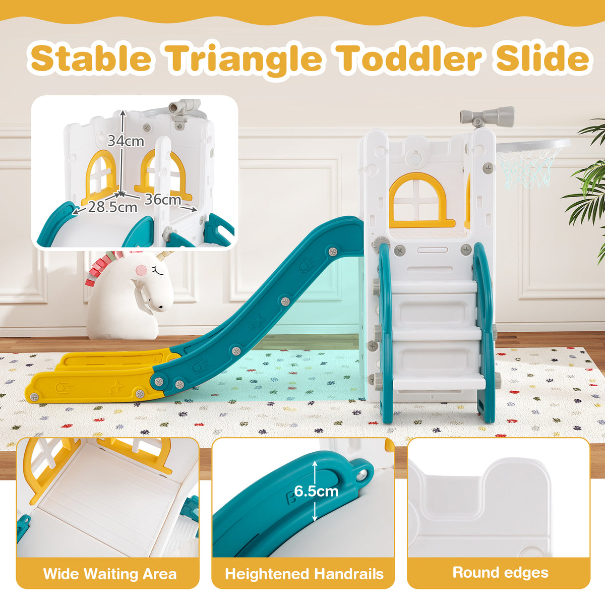 6 in 1 L-shaped Toddle Slide for Toddlers Age 1-3