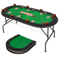 8 Players Poker Table, Folding Cardboard Game Table w/8 Cup Holders