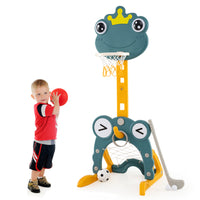 Toddler Basketball Hoop, 4-in-1 Kids Activity Center with Rim, Soccer Goal, Golf, Ring Toss