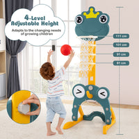 Toddler Basketball Hoop, 4-in-1 Kids Activity Center with Rim, Soccer Goal, Golf, Ring Toss