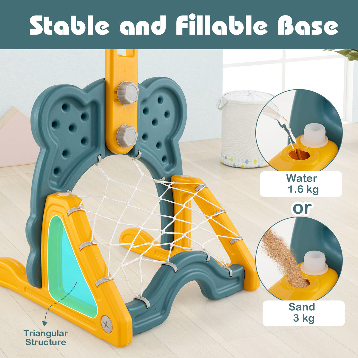 Toddler Basketball Hoop, 4-in-1 Kids Activity Center with Rim, Soccer Goal, Golf, Ring Toss