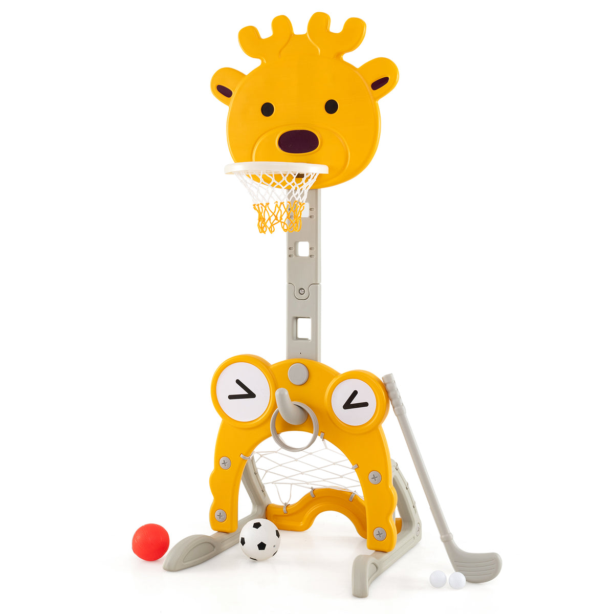 Toddler Basketball Hoop, 4-in-1 Kids Activity Center with Rim, Soccer Goal, Golf, Ring Toss