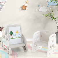 5 in 1 Convertible Toddler Slide Set, Kids Art Easel with Stool