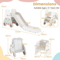 5 in 1 Convertible Toddler Slide Set, Kids Art Easel with Stool