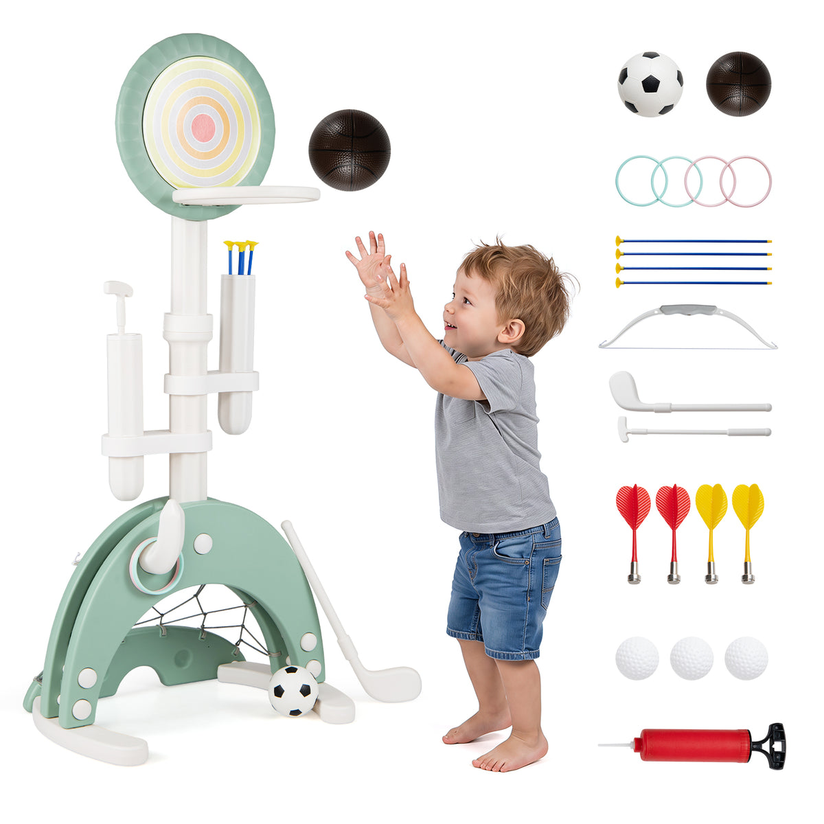 6-in-1 Toddler Basketball Hoop with 8 Adjustable Height