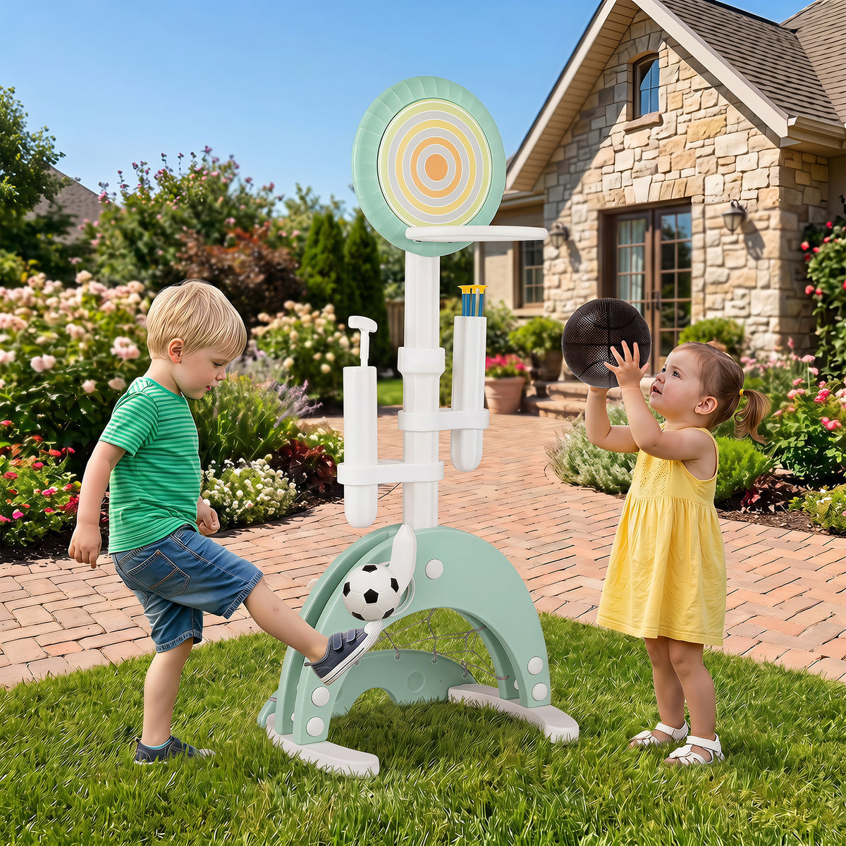 6-in-1 Toddler Basketball Hoop with 8 Adjustable Height
