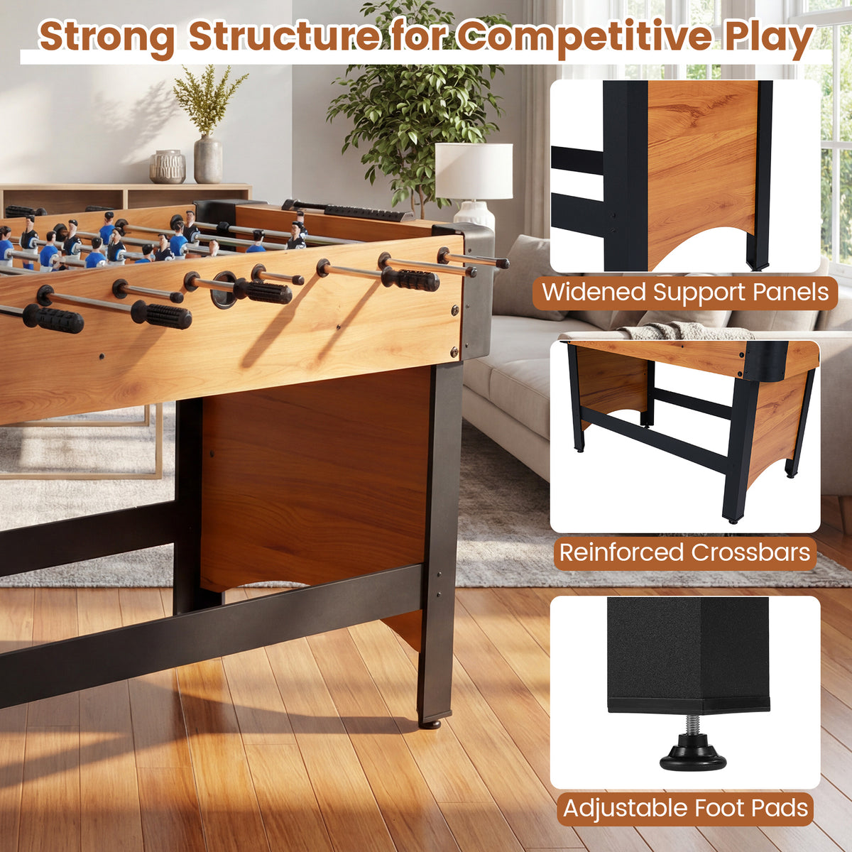 Foosball Table with 22 Players and 2 Balls for Kids and Adults