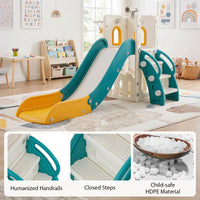 6-in-1 Toddler Slide Set with Climber Basketball Hoop and Telescope for Kids