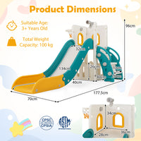 6-in-1 Toddler Slide Set with Climber Basketball Hoop and Telescope for Kids