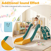 6-in-1 Toddler Slide Set with Climber Basketball Hoop and Telescope for Kids