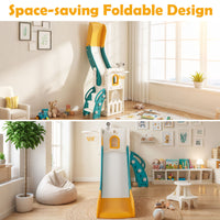 6-in-1 Toddler Slide Set with Climber Basketball Hoop and Telescope for Kids