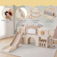 Kids Slide Playset with Basketball Hoop and Music Box for Toddlers