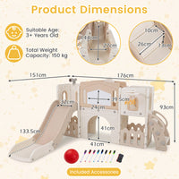 Kids Slide Playset with Basketball Hoop and Music Box for Toddlers