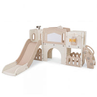 Kids Slide Playset with Basketball Hoop and Music Box for Toddlers