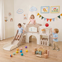 Kids Slide Playset with Basketball Hoop and Music Box for Toddlers