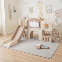 Kids Slide Playset with Basketball Hoop and Music Box for Toddlers