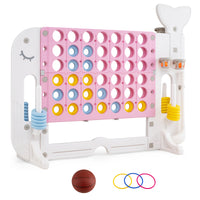 Giant 4-in-A Row w/Ring-toss, Basketball Hoop, Golf Club & Balls