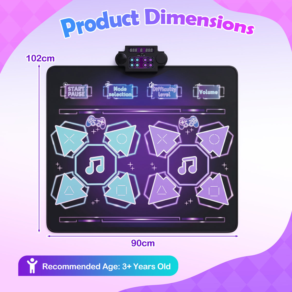 Dance Mat for Kids, Electronic Dancing Challenge Playmat with 4 Modes