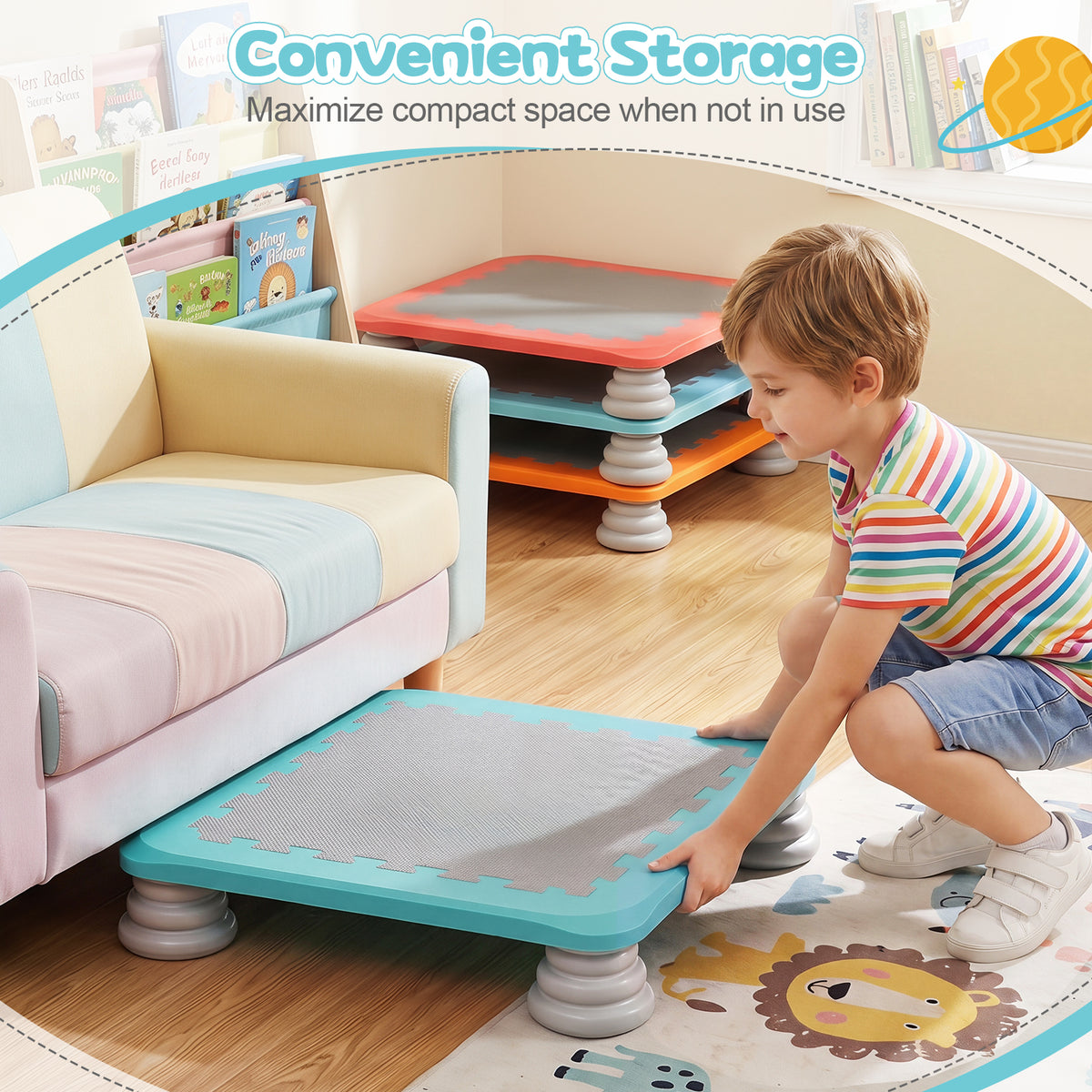 Mini Trampoline for Kids, 65 cm Trampoline Bouncing Board with 4 Removable & Non-Slip Foot Pads