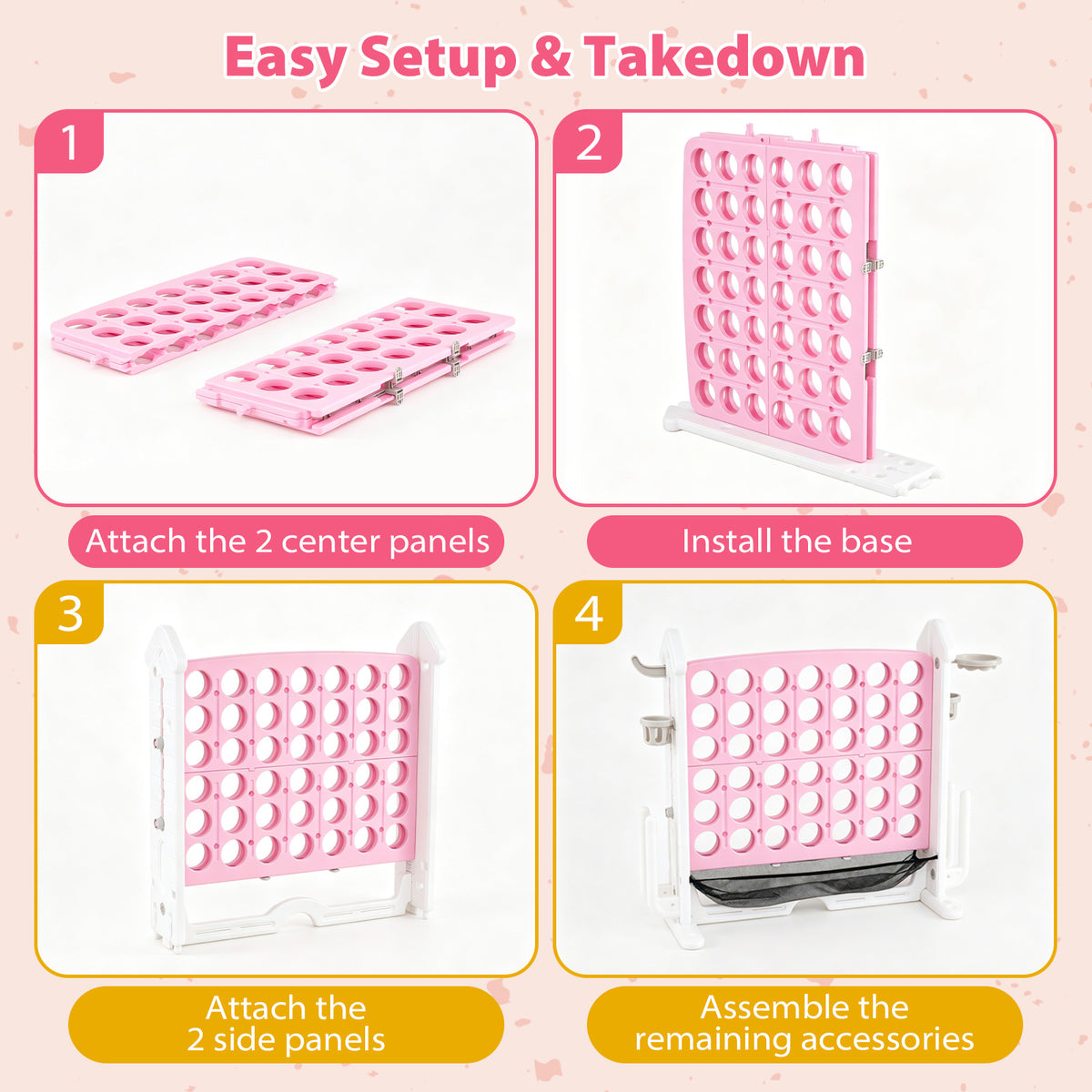 4 in a Row Connect Game w/ Mesh Net, Carrying Bag, Height Adjustable