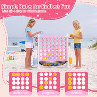 4 in a Row Connect Game w/ Mesh Net, Carrying Bag, Height Adjustable