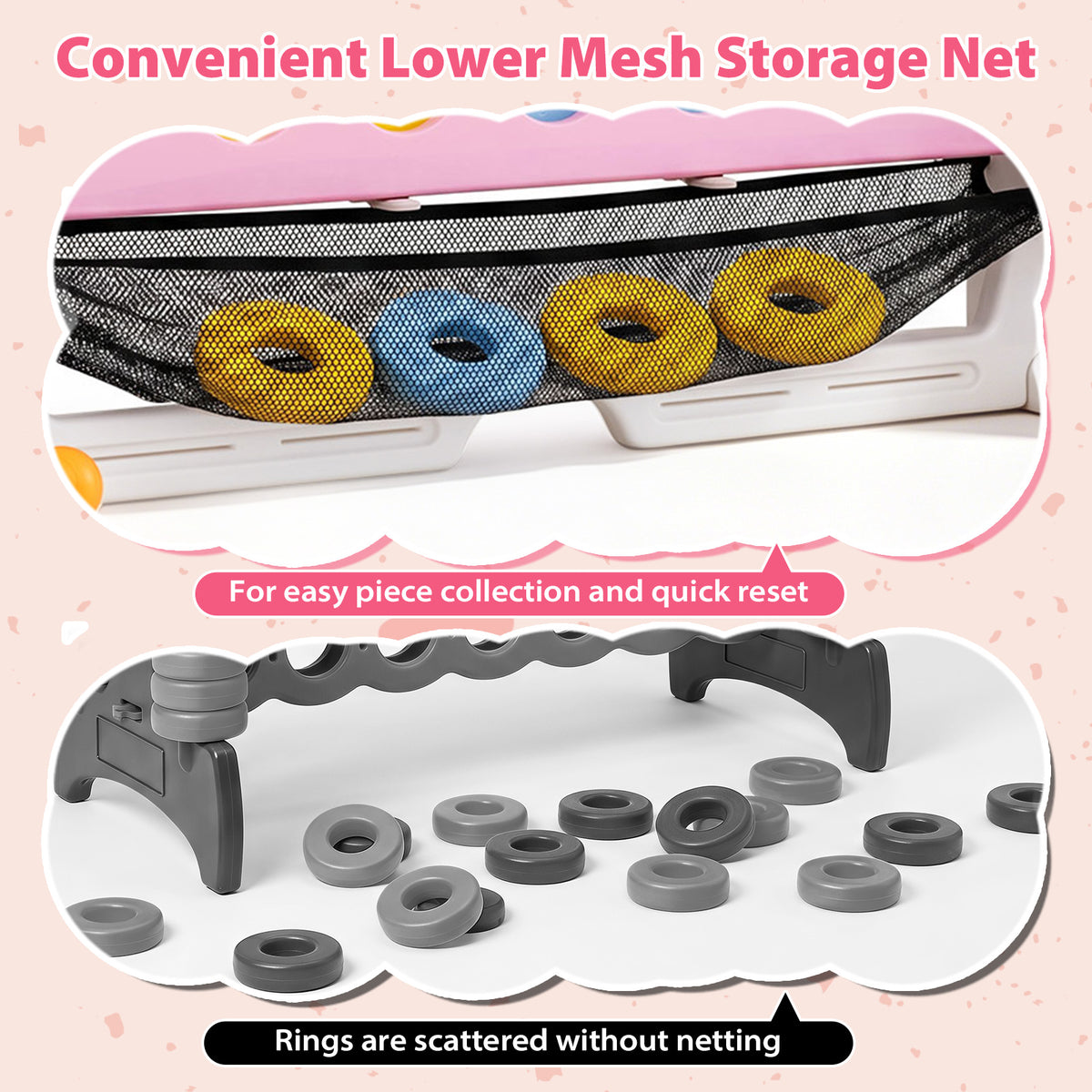 4 in a Row Connect Game w/ Mesh Net, Carrying Bag, Height Adjustable