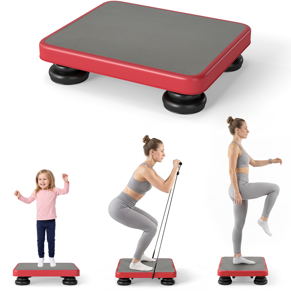 Kids Rebounder Bouncing Board, 60 x 50 cm Mini Trampoline with Elastic Rope, Sensory Bounce Board