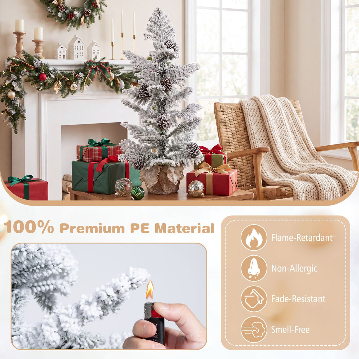 Unlit Holiday Decoration Tree with 25 Cypress Leaves and 7 Natural Pine Cones