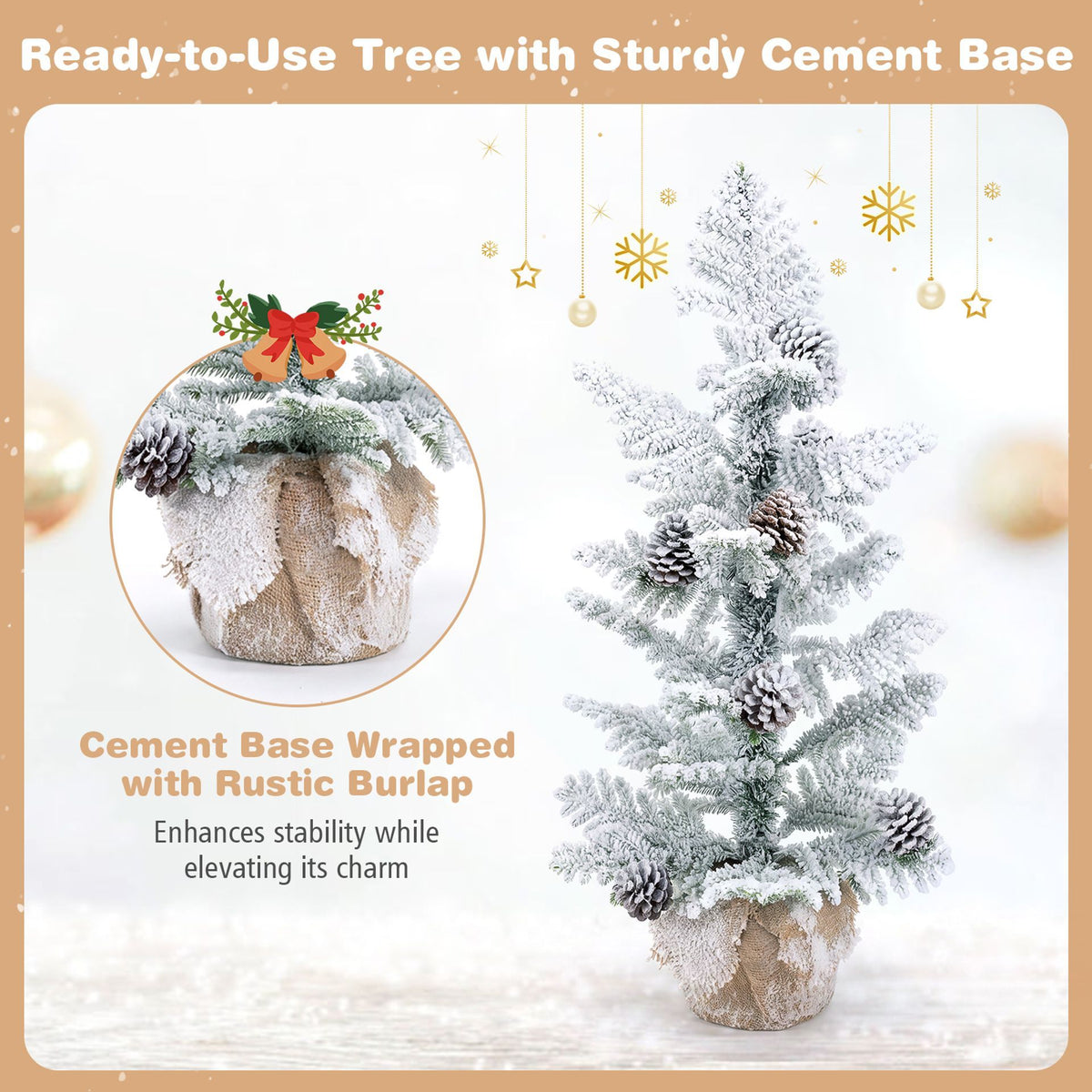 Unlit Holiday Decoration Tree with 25 Cypress Leaves and 7 Natural Pine Cones