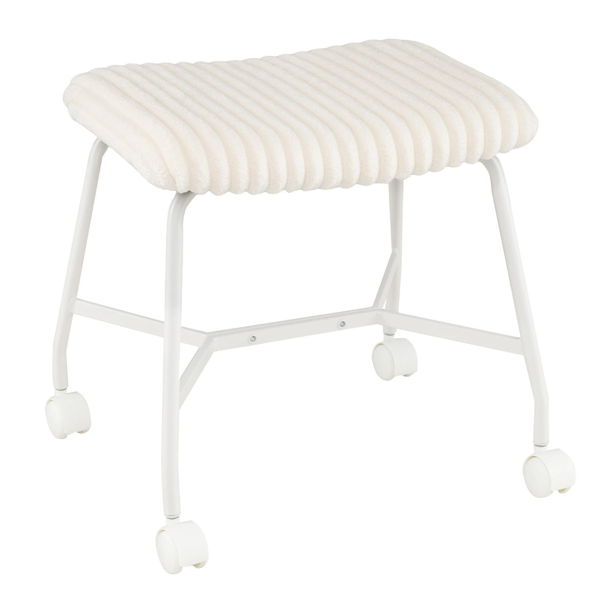 Upholstered Footrest Stool Set of 2 with 4 Swivel Casters and Thick Cushion for Living Room
