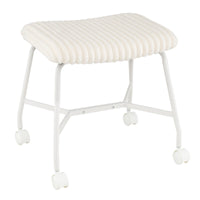 Upholstered Footrest Stool Set of 2 with 4 Swivel Casters and Thick Cushion for Living Room