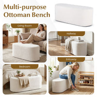Upholstered Ottoman Bench with Corduroy Fabric and High-Density Sponge
