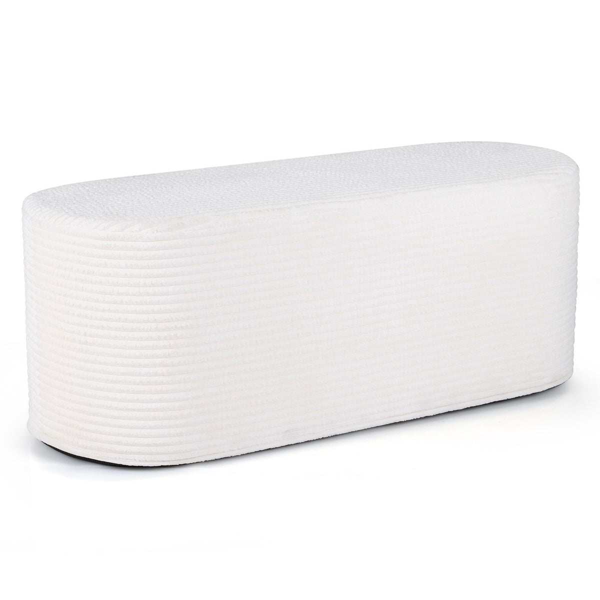 Upholstered Ottoman Bench with Corduroy Fabric and High-Density Sponge