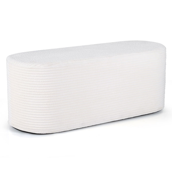 Upholstered Ottoman Bench with Corduroy Fabric and High-Density Sponge