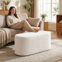 Upholstered Ottoman Bench with Corduroy Fabric and High-Density Sponge
