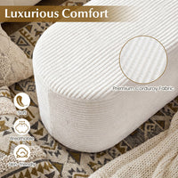 Upholstered Ottoman Bench with Corduroy Fabric and High-Density Sponge