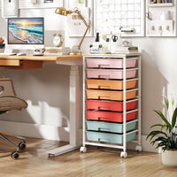 Utility Cart with Wooden Tabletop and Lockable Wheels Office and Art Craft Storage Organizer