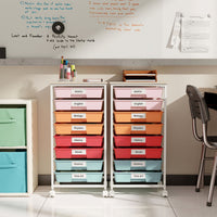 Utility Cart with Wooden Tabletop and Lockable Wheels Office and Art Craft Storage Organizer