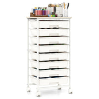 Utility Cart with Wooden Tabletop and Lockable Wheels Office and Art Craft Storage Organizer