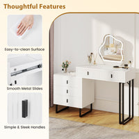 Vanity Desk with 3 Lighting Modes and Adjustable Brightness