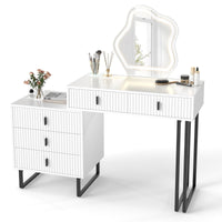 Vanity Desk with 3 Lighting Modes and Adjustable Brightness