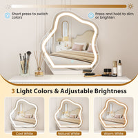 Vanity Desk with 3 Lighting Modes and Adjustable Brightness