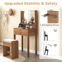 Vanity Desk with Power Outlets and 3 Color Lighting Modes for Bedroom