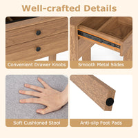 Vanity Desk with Power Outlets and 3 Color Lighting Modes for Bedroom