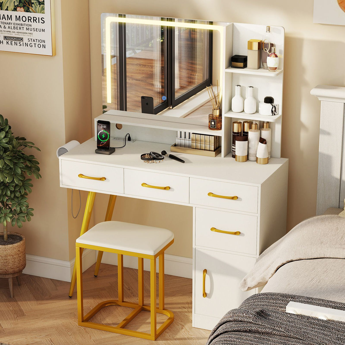 Vanity Set with 3 Lighting Modes and Adjustable Brightness for Family