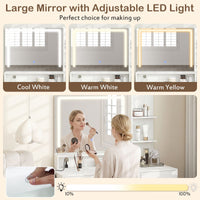 Vanity Set with 3 Lighting Modes and Adjustable Brightness for Family