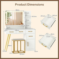 Vanity Set with 3 Lighting Modes and Adjustable Brightness for Family